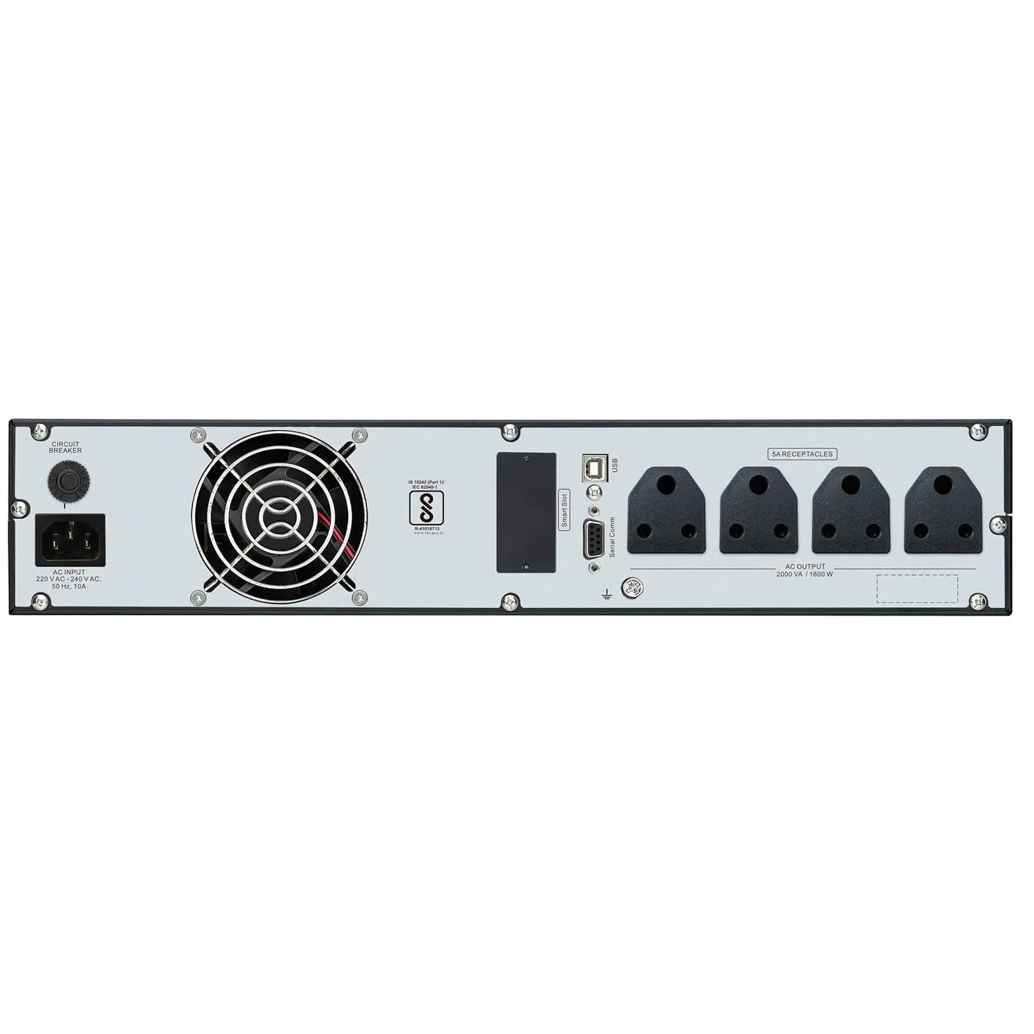 APC Easy UPS On-Line, 2000VA/1600W, Rackmount 2U, 230V, 4x India outlets, Intelligent Card Slot, LCD, W/O rail kit - Image 4